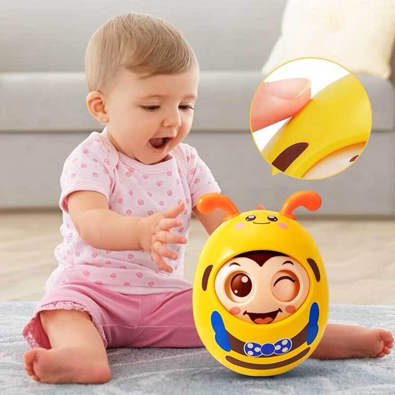 Fidtoy Roly-Poly Bee Teether Toy | Baby Sensory and Motor Development Toy 6+ Months