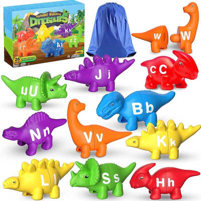 Fidtoy 26PCS Alphabet Matching Dinosaur Toys for Toddlers | Montessori Early Learning & Color Recognition