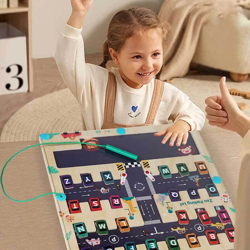 Labyrinthe d'alphabet magnétique Fidtoy – Puzzle de lettres – Jouet d'apprentissage préscolaire et de développement de la motricité fine