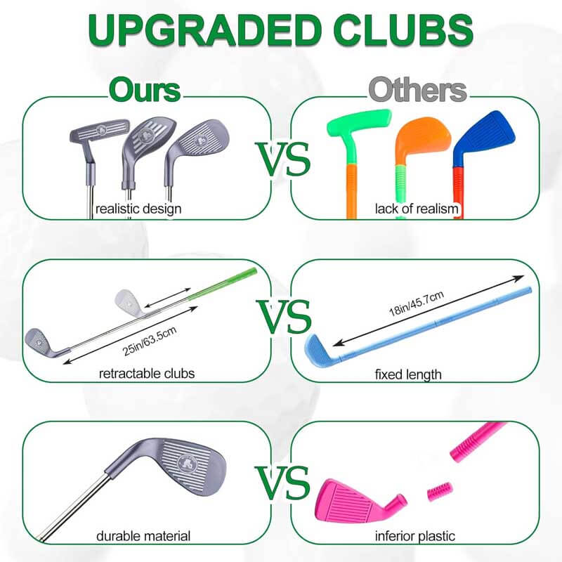Fidtoy Kids Golf Set – Adjustable Toddler Clubs with Putting Mat & Cornhole Board