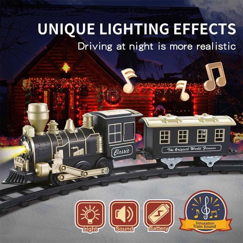 Juego de tren eléctrico Fidtoy con luces y sonido para niños