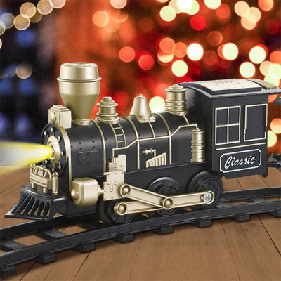 Juego de tren eléctrico Fidtoy con luces y sonido para niños