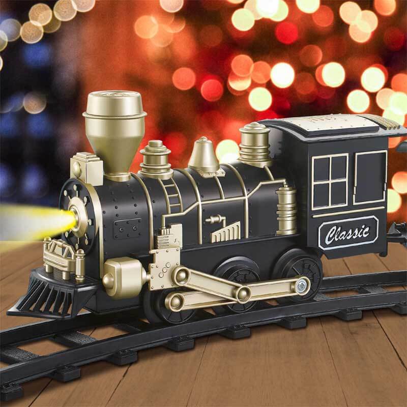 Juego de tren eléctrico Fidtoy con luces y sonido para niños