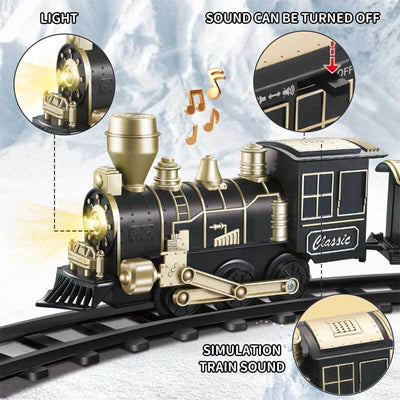 Juego de tren eléctrico Fidtoy con luces y sonido para niños