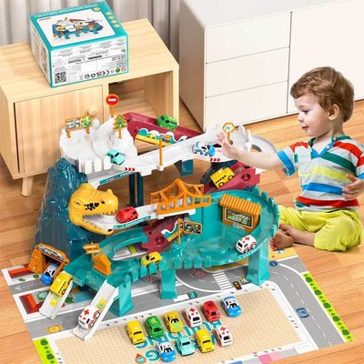 Fidtoy Dinosaur Race Track Toy for Kids Ages 4-8 Creative Racing Set