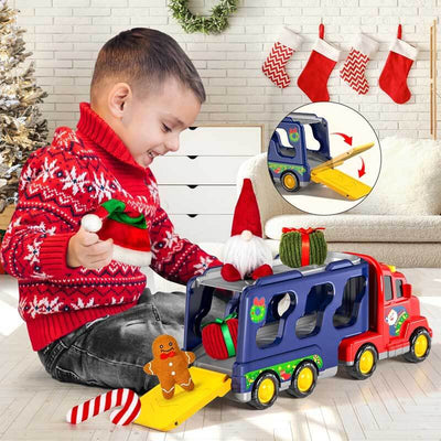 Fidtoy Christmas Toddler Truck Toy Set | Lights, Sound, and Holiday Accessories for Ages 3-7