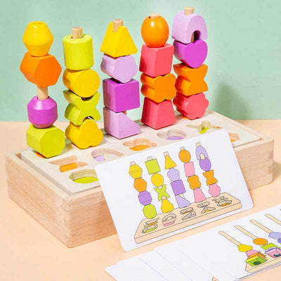 Fidtoy Tablero de Aprendizaje de Formas y Números de Madera para Niños – Juguete Matemático Montessori con Anillos Contadores