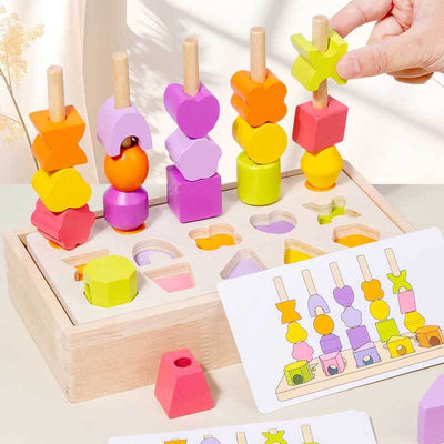 Fidtoy Tablero de Aprendizaje de Formas y Números de Madera para Niños – Juguete Matemático Montessori con Anillos Contadores