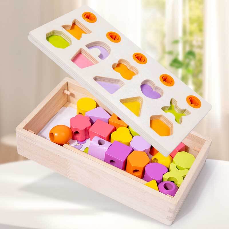 Fidtoy Tablero de Aprendizaje de Formas y Números de Madera para Niños – Juguete Matemático Montessori con Anillos Contadores