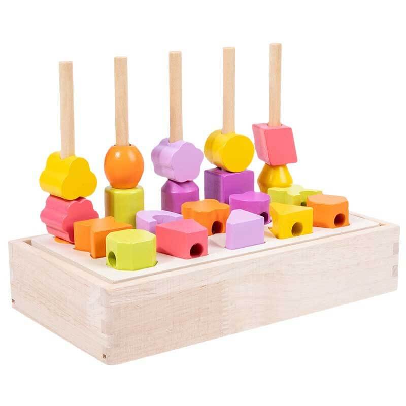 Fidtoy Tablero de Aprendizaje de Formas y Números de Madera para Niños – Juguete Matemático Montessori con Anillos Contadores