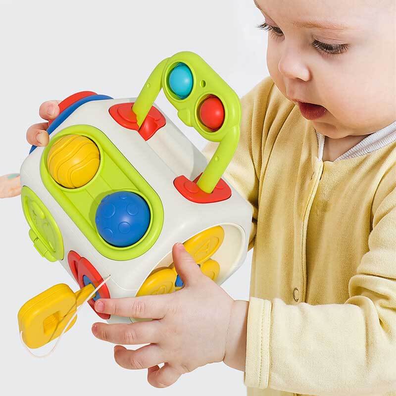 Fidtoy Montessori Busy Cube pour les tout-petits de 1 à 3 ans – Jouet sensoriel interactif pour le temps calme, les voyages et l'apprentissage précoce