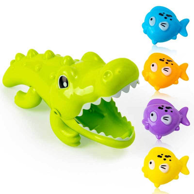 Fidtoy Crocodile & Fish Bath Toy Set for Toddlers Ages 1-5 – Safe Interactive Water Play