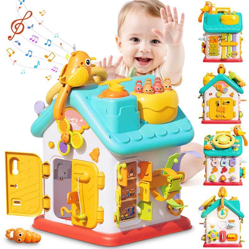 Fidtoy Montessori Cube d'activités pour tout-petits – Jouet d'apprentissage interactif pour le développement des premières compétences, de la motricité fine et de la croissance cognitive
