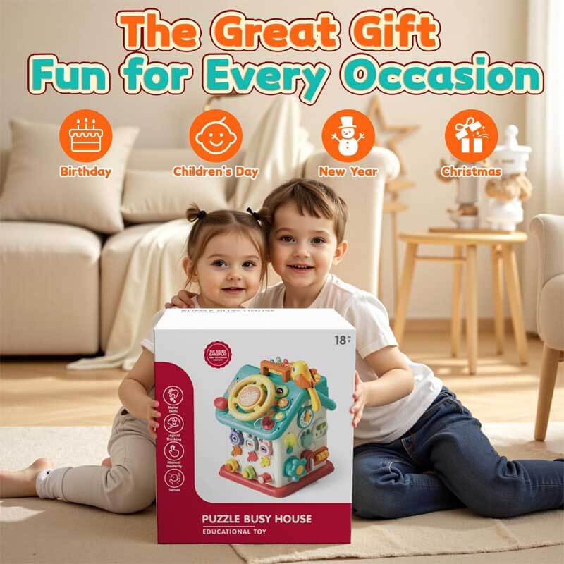 Fidtoy Montessori Cube d'activités pour tout-petits – Jouet d'apprentissage interactif pour le développement des premières compétences, de la motricité fine et de la croissance cognitive