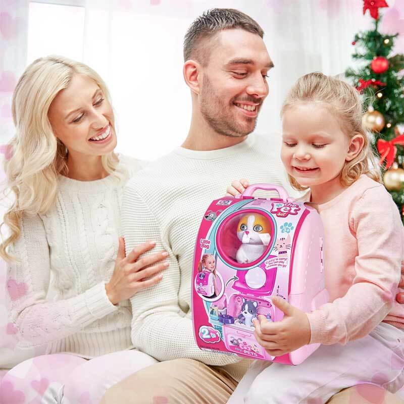 Fidtoy Trousse de Soin pour Animaux de Compagnie, Jouet de Simulation pour Enfants, Sac à Dos de Toilettage pour Chat, Jouet de Rôle pour Filles de 3, 4, 5, 6 Ans, Jeu à la Maison