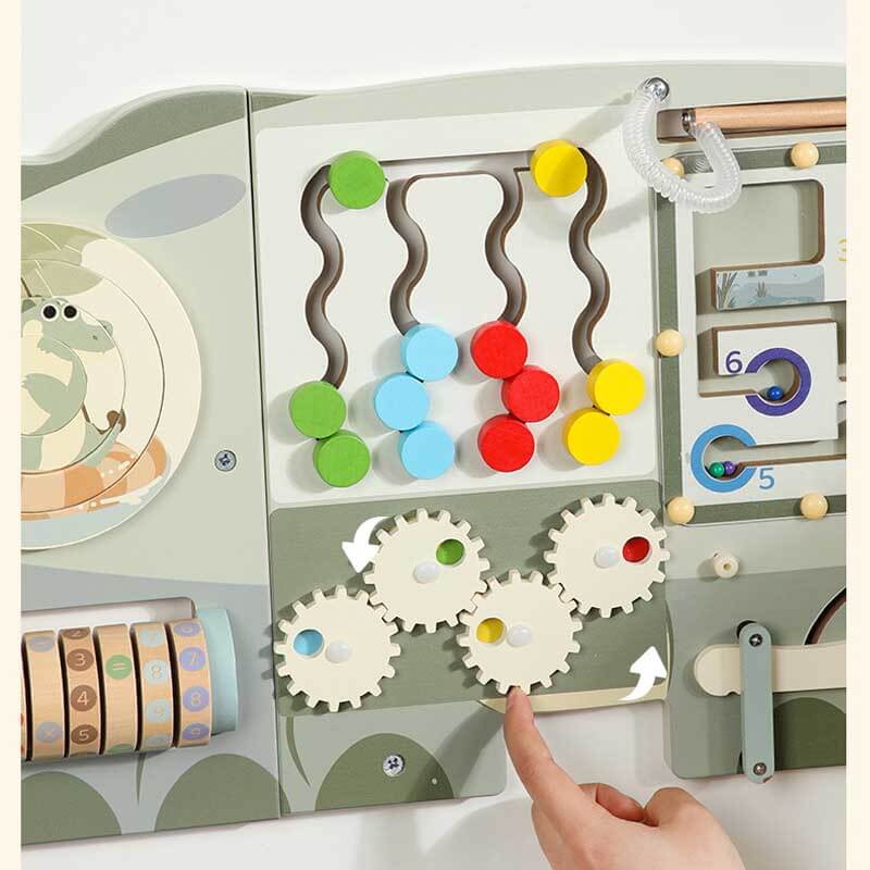 Fidtoy Wooden Wall Activity Board – Montessori Multi-Sensory Learning Toy for Toddlers