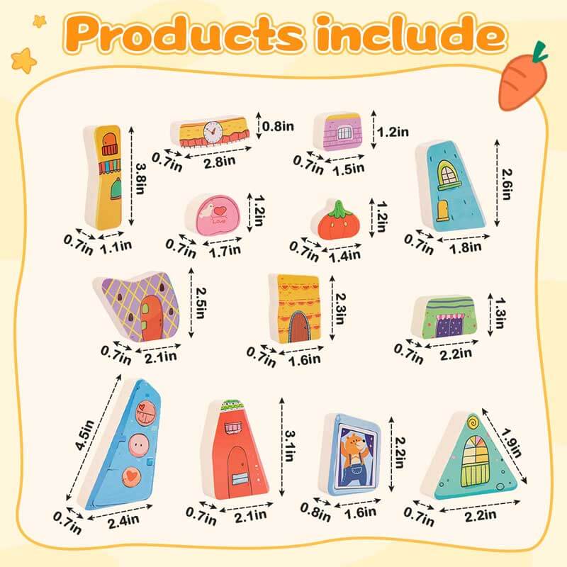 Fidtoy Blocs de construction en bois empilables équilibrés pour enfants | Jouet éducatif STEM et de motricité fine