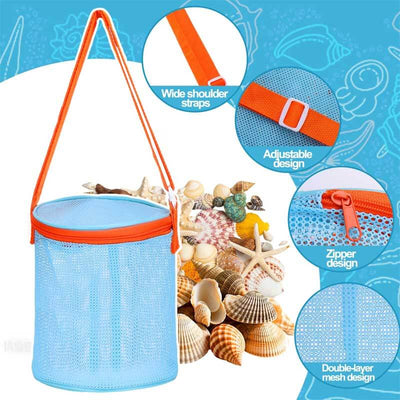 Juego de cubos de almacenamiento de malla Fidtoy para playa, conchas y juguetes para niños