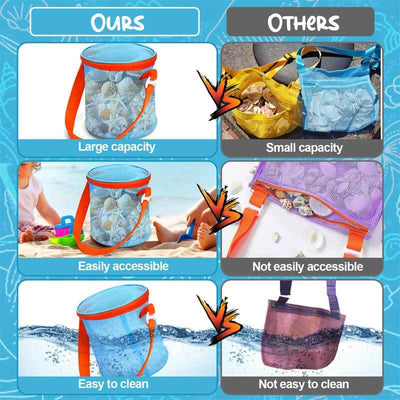 Juego de cubos de almacenamiento de malla Fidtoy para playa, conchas y juguetes para niños