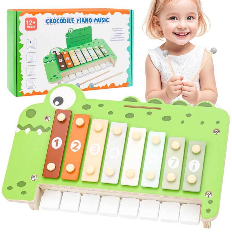Fidtoy Wooden Xylophone Toy for Kids | 2-in-1 Piano & Montessori Musical Instrument for Toddlers