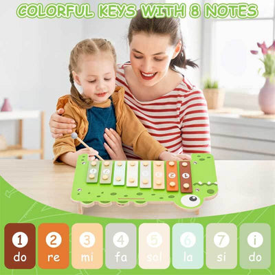 Fidtoy Wooden Xylophone Toy for Kids | 2-in-1 Piano & Montessori Musical Instrument for Toddlers