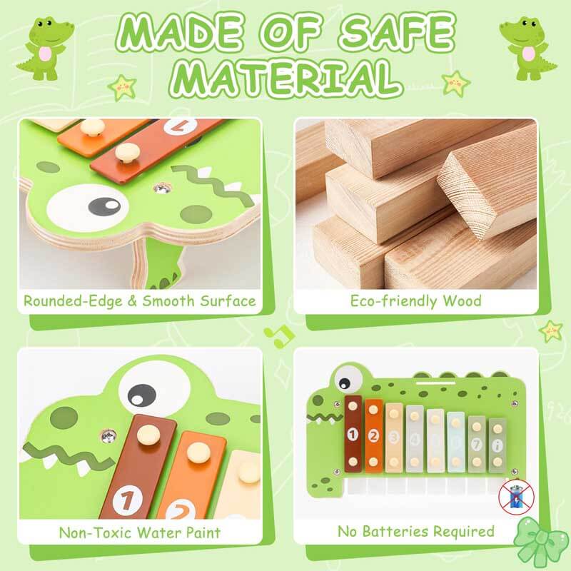 Fidtoy Wooden Xylophone Toy for Kids | 2-in-1 Piano & Montessori Musical Instrument for Toddlers