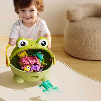 Fidtoy Jumping Frog Toy for Toddlers | Interactive Spring-Action Toy for Kids Hand-Eye Coordination & Active Play