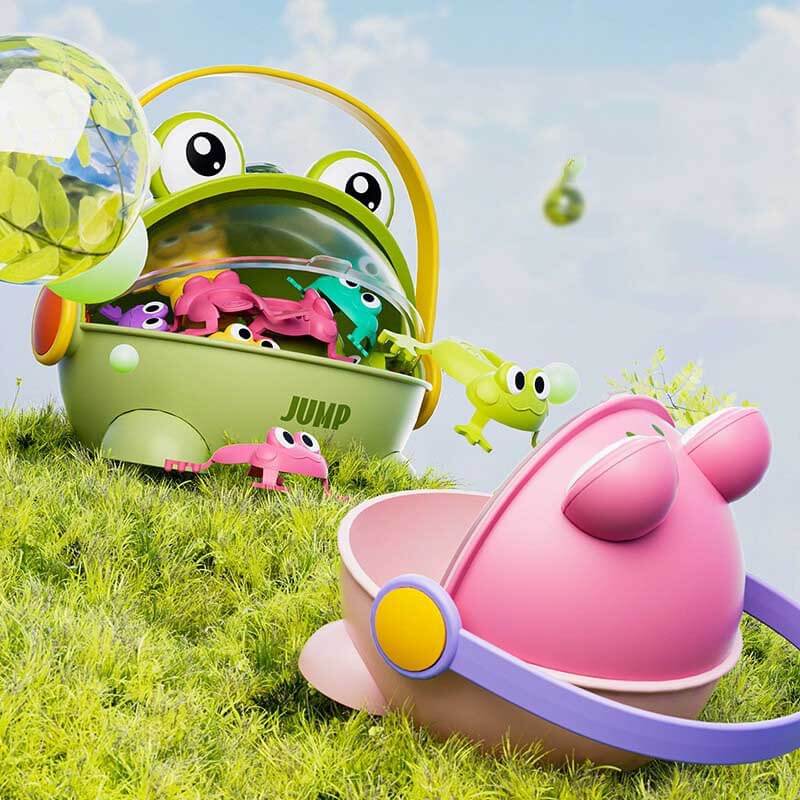 Fidtoy Jumping Frog Toy for Toddlers | Interactive Spring-Action Toy for Kids Hand-Eye Coordination & Active Play