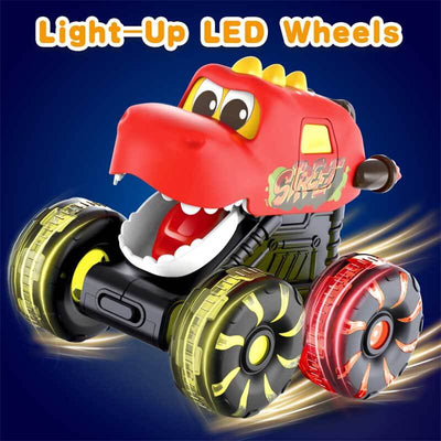 Fidtoy Ensemble de jouets Monster Truck Dinosaure pour tout-petits avec lumières LED