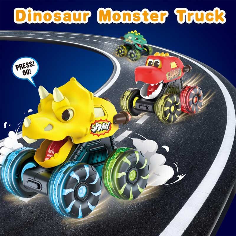 Fidtoy Ensemble de jouets Monster Truck Dinosaure pour tout-petits avec lumières LED