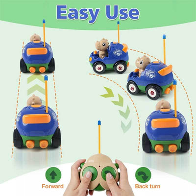 Fidtoy RC Coche de Dinosaurio Juguete Paquete de 2 Autos de Control Remoto para Niños Pequeños con Controladores Luces Sonido Juguete de Carreras para Jugar en Interiores