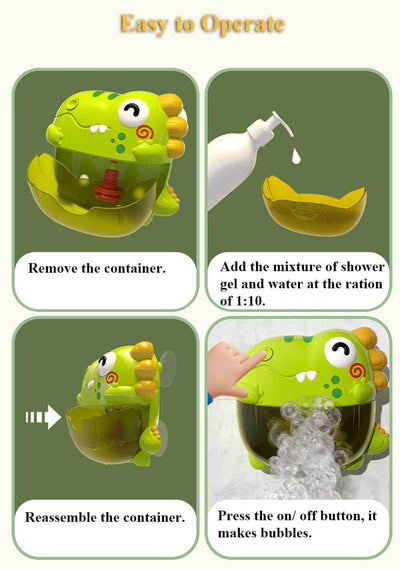 Fidtoy Dinosaurio Juguete de Burbujas para Bañera con Música y Luces de Colores para Niños Pequeños
