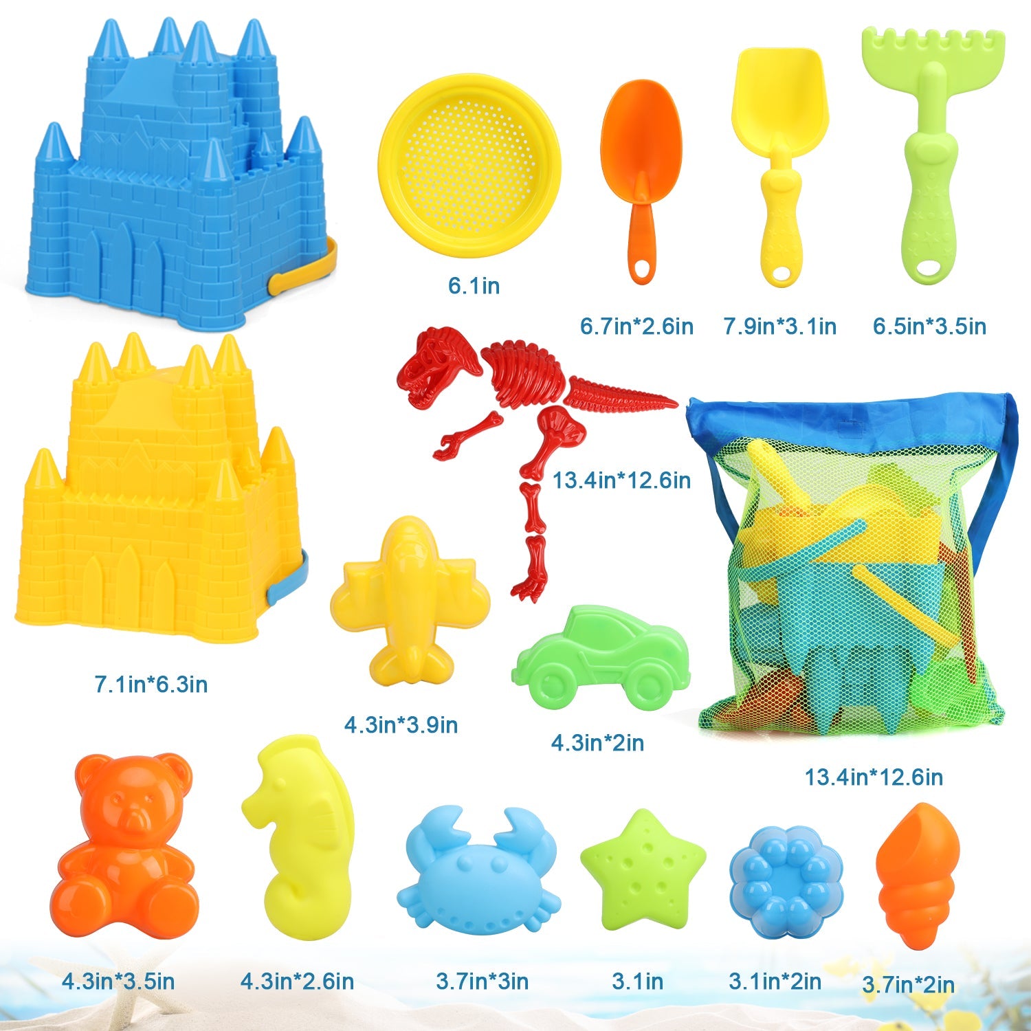 Fidtoy Set de Juguetes de Playa para Niños de 3 a 10 Años con Cubos y Moldes