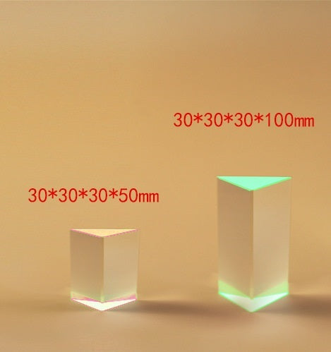Prisme triangulaire triple en verre optique pour l'enseignement de la physique, spectre lumineux, 5 cm ou 10 cm