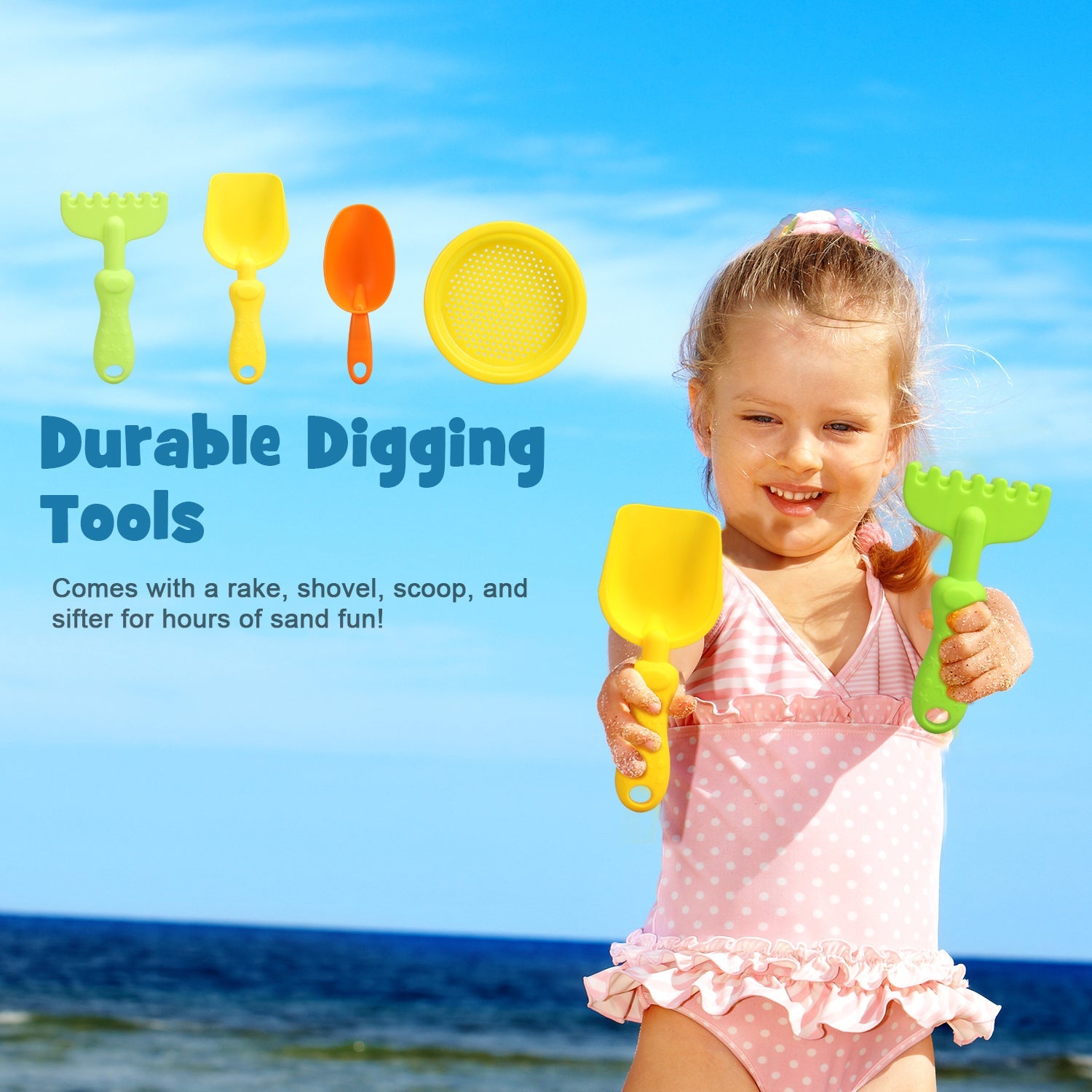 Fidtoy Set de Juguetes de Playa para Niños de 3 a 10 Años con Cubos y Moldes