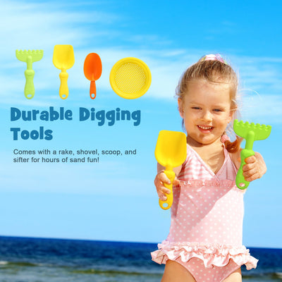 Fidtoy Set de Juguetes de Playa para Niños de 3 a 10 Años con Cubos y Moldes