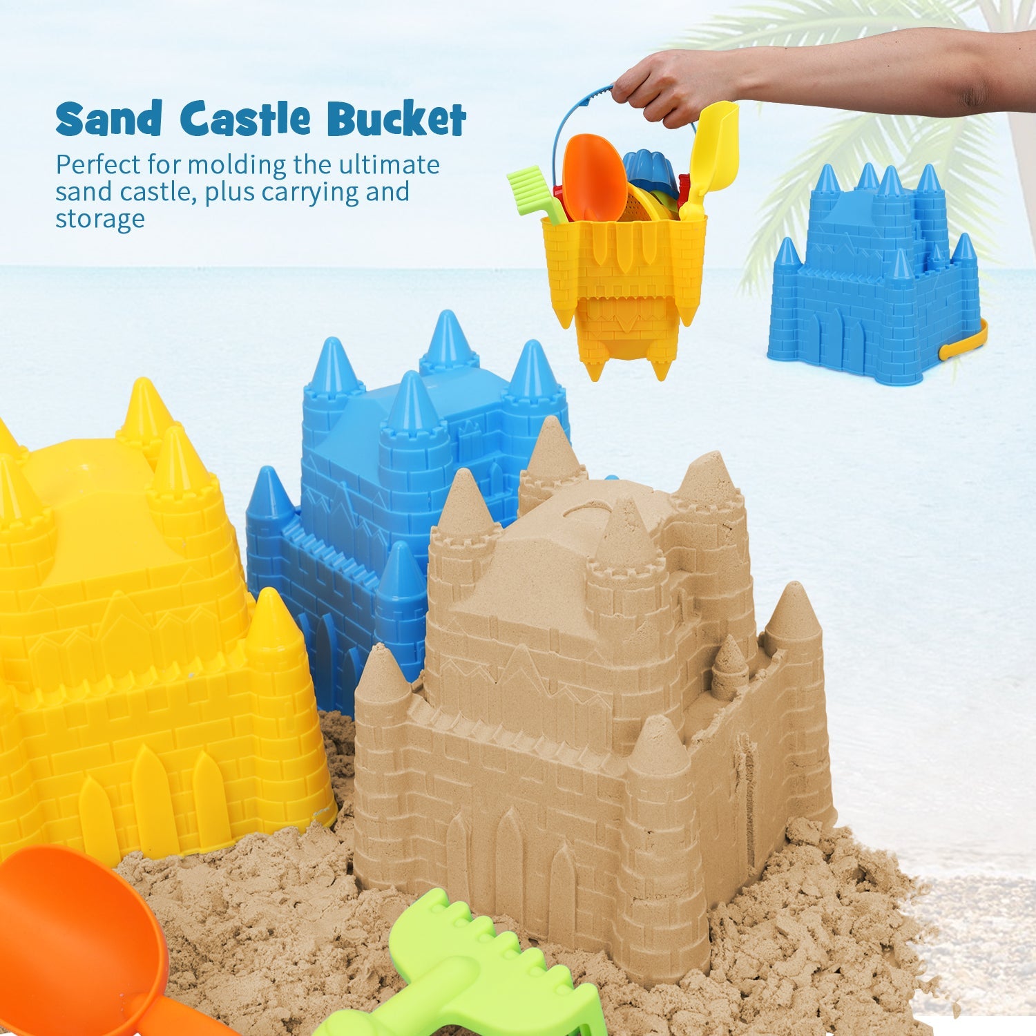 Fidtoy Set de Juguetes de Playa para Niños de 3 a 10 Años con Cubos y Moldes