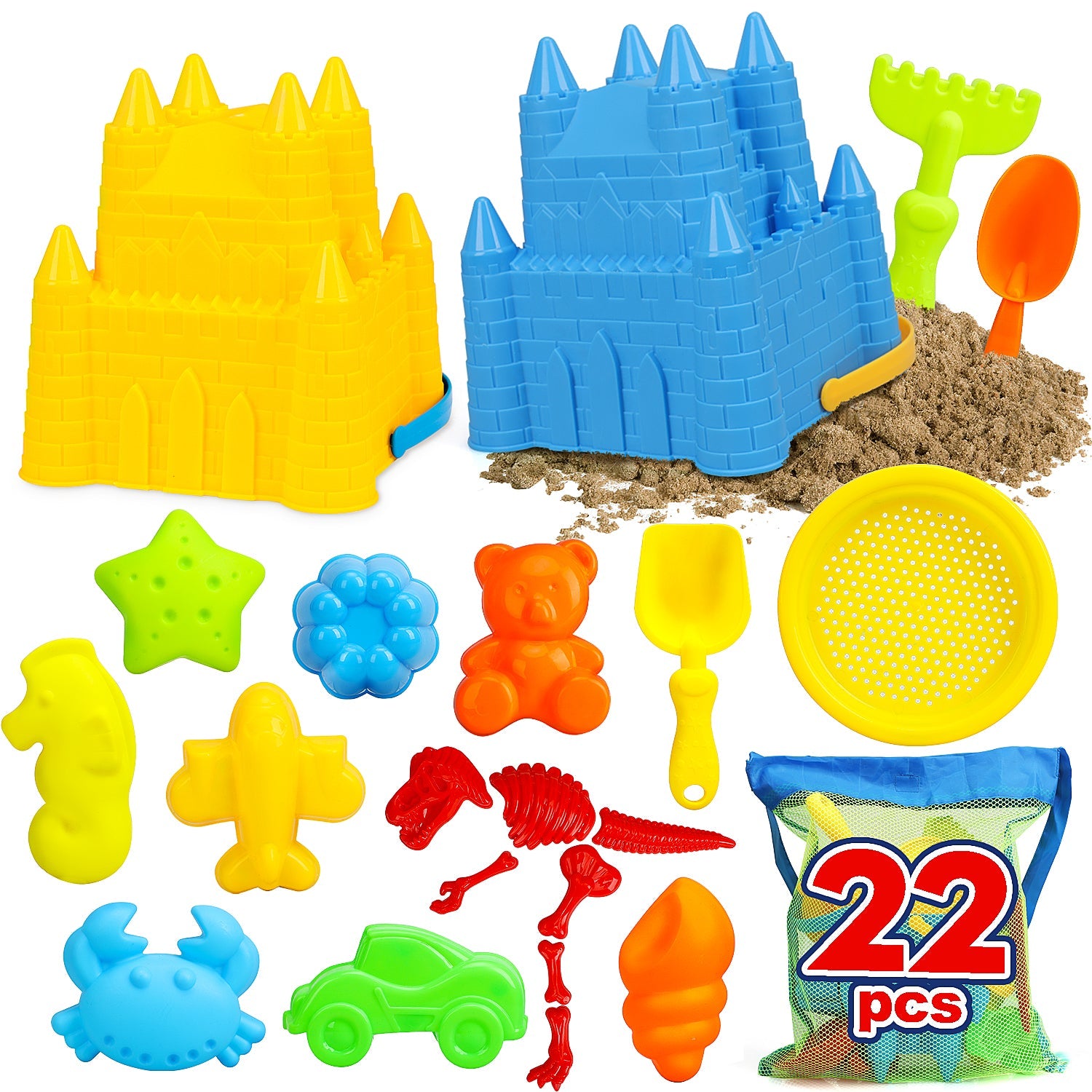 Fidtoy Set de Juguetes de Playa para Niños de 3 a 10 Años con Cubos y Moldes