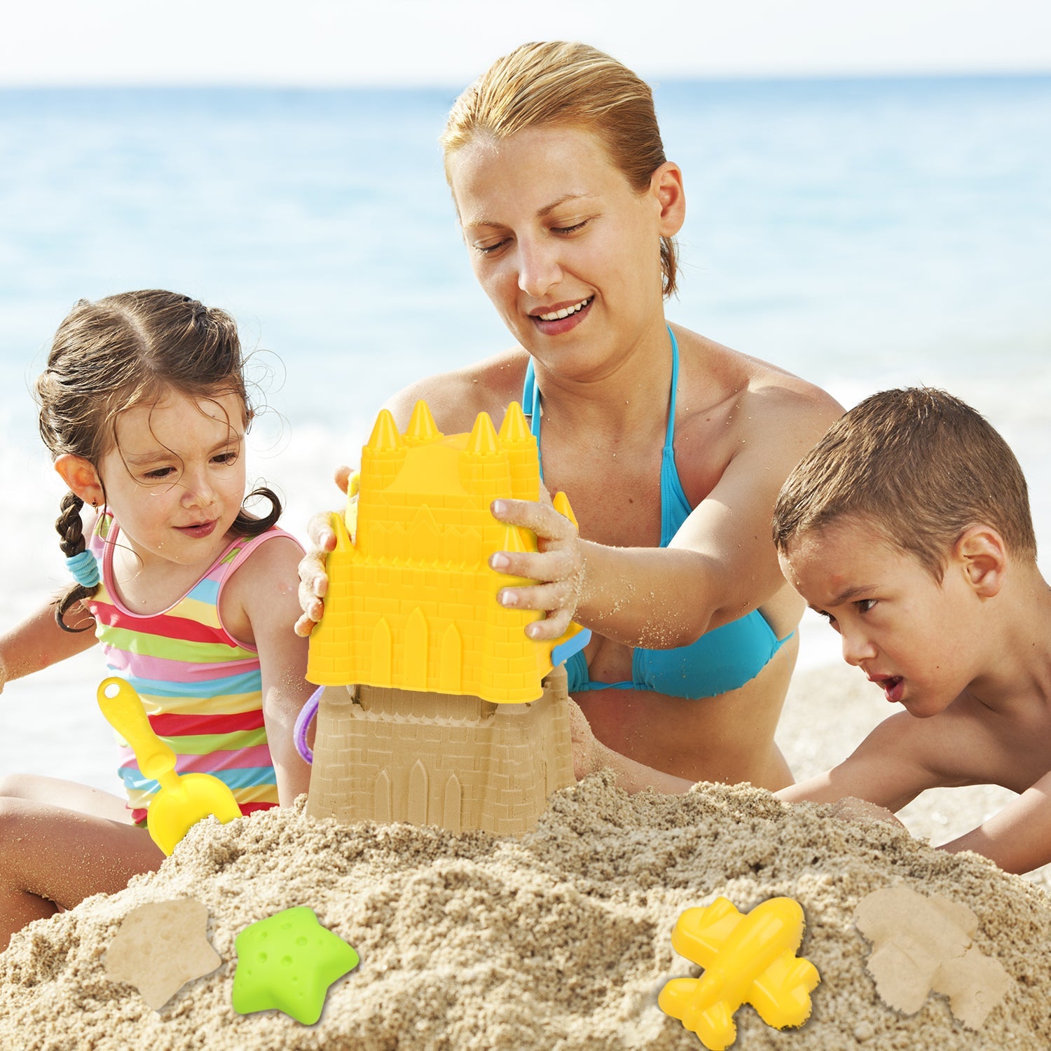 Fidtoy Set de Juguetes de Playa para Niños de 3 a 10 Años con Cubos y Moldes