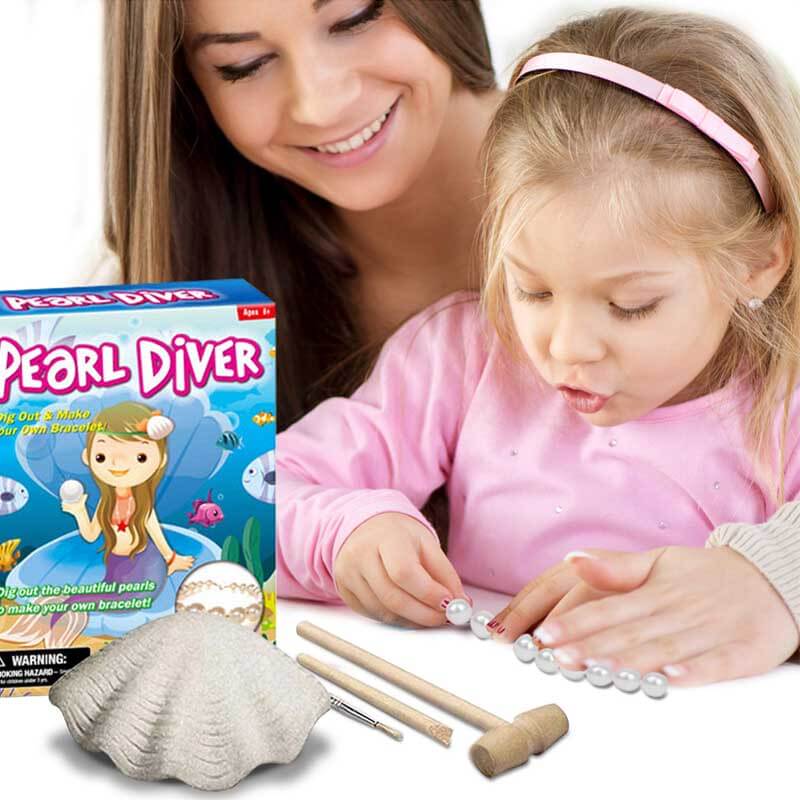 Fidtoy Seashell Excavation Kit for Kids 3+ – STEM Learning & DIY Pearl Bracelet Activity
