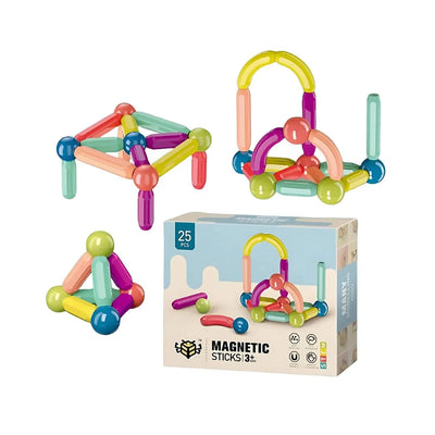 Fidtoy Ensemble de 25 bâtons et billes magnétiques, jouet éducatif STEM