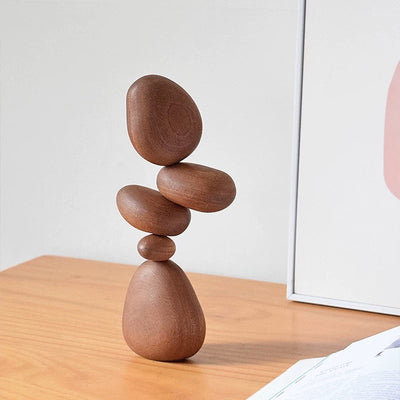 Pierres magnétiques en bois d'équilibre – Sculpture en bois massif fabriquée à la main