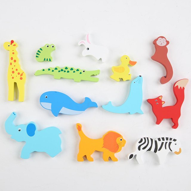 Fidtoy Ensemble de puzzles en bois animaux et forêt – Jouet éducatif Montessori pour les tout-petits