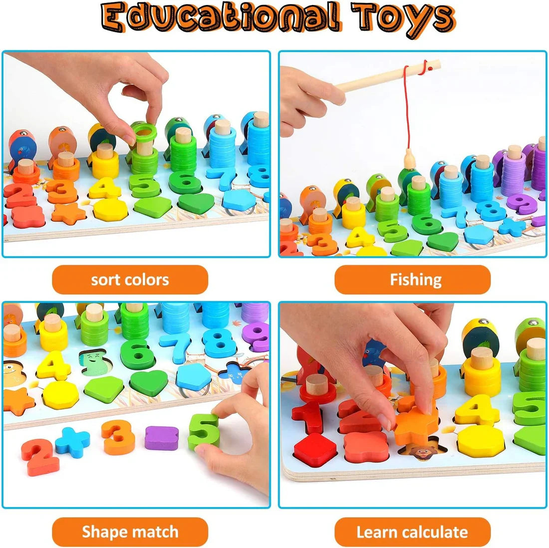 Fidtoy Wooden Magnetic Fish Counting Board Montessori Toy