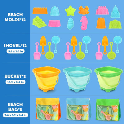 Juego de 30 Juguetes de Playa Plegables para Niños de 3 a 10 Años