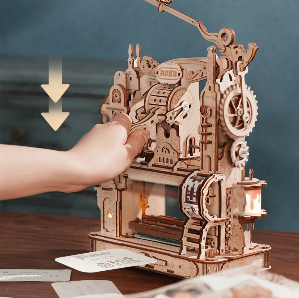 Puzle de madera 3D mecánico de imprenta clásica