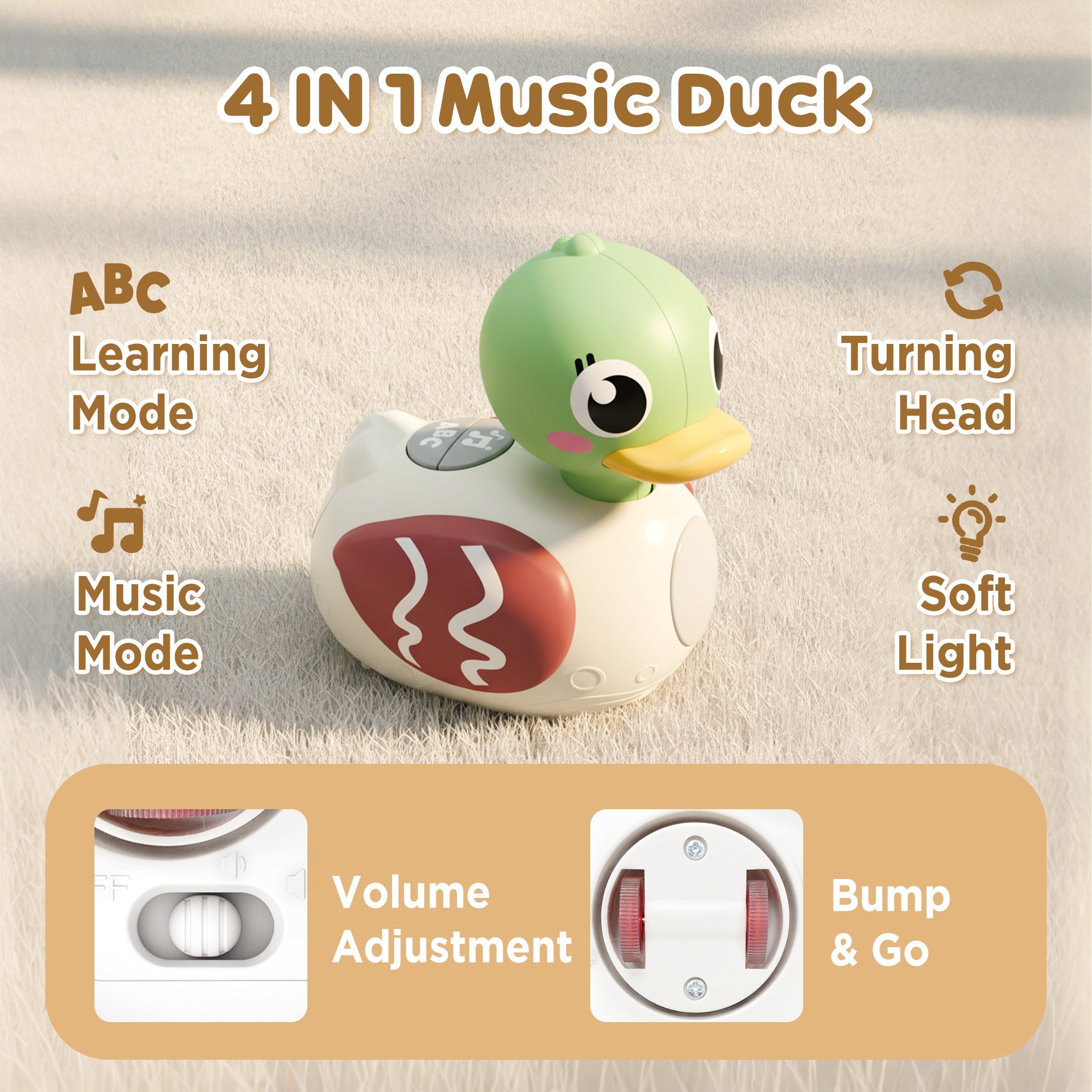 Fidtoy Jouet musical canard pour bébé avec lumière et son