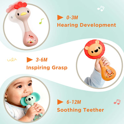 Fidtoy Lot de 5 jouets de dentition et hochets pour bébés nouveau-nés