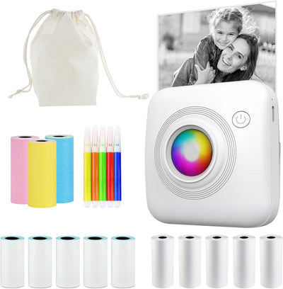 Fidtoy Mini Portable Pocket Thermal Bluetooth Printer with LED Light for Kids Students Notes Labels Crafts