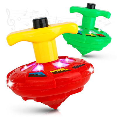 Fidtoy LED Light Music Spinning Top Toy for Kids Pull String Launcher Sensory Motor Play